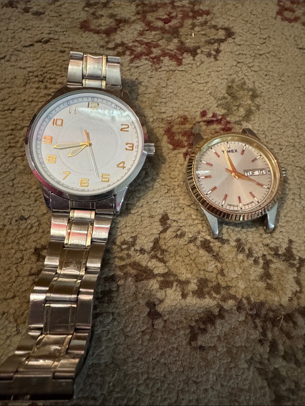 Timex Silver Watches with Gold Accents